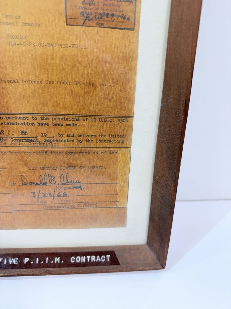 ORIGINAL NASA APOLLO CONTRACT With BENDIX CORP dated 1966 APOLLO LUNER SPACE ✅📝