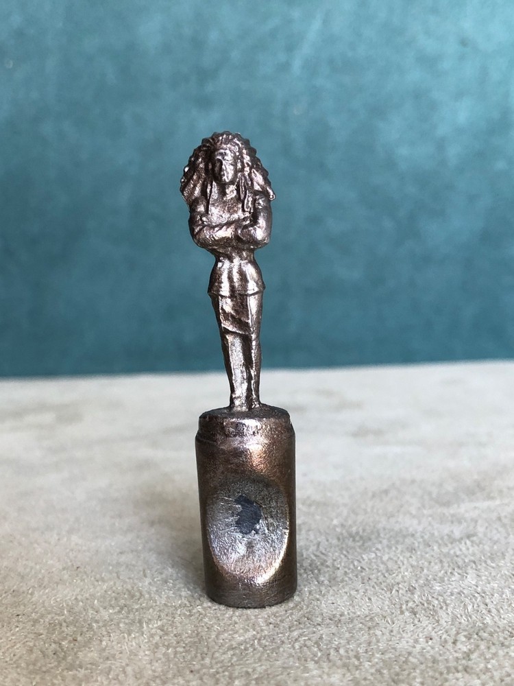 Miniature Standing Indian Chief Pipe Tamper, Solid Fine Pewter