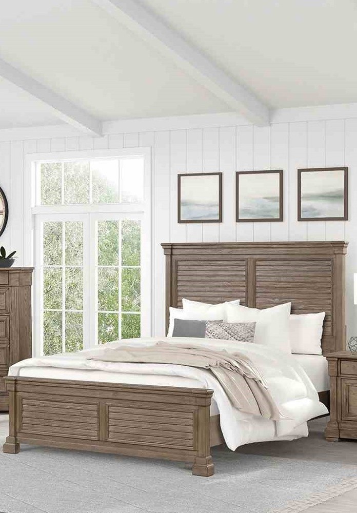 Transitional Style Eastern King Size 1pc Bed Set Weathered Brown  Finish Bedroom
