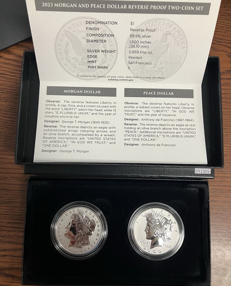 2023 $1 Reverse Proof American Silver Eagle Designer Edition 2pc Set, OGP 092505