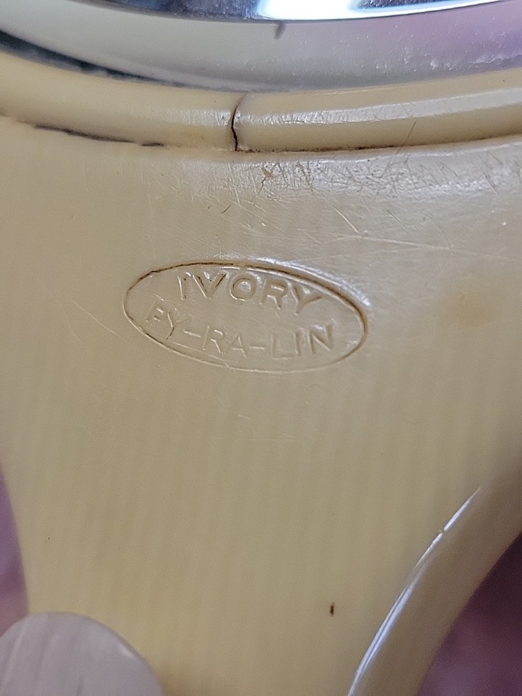 Vintage Ivory Py-Ra-Lin Hand Mirror