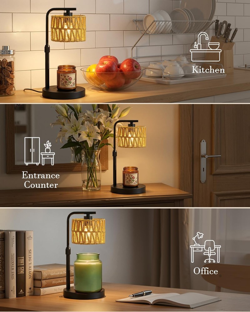Candle Warmer Lamp, Timer Dimmable Candle Lamp, Adjustable Height and Brightn...