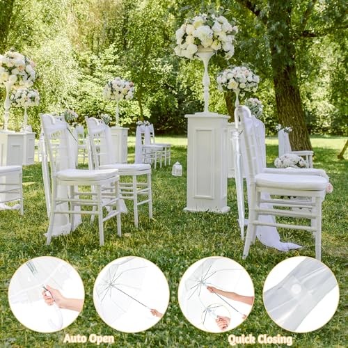 Pieces Clear Wedding Umbrellas with Foldable Storage Box Transparent Auto 60