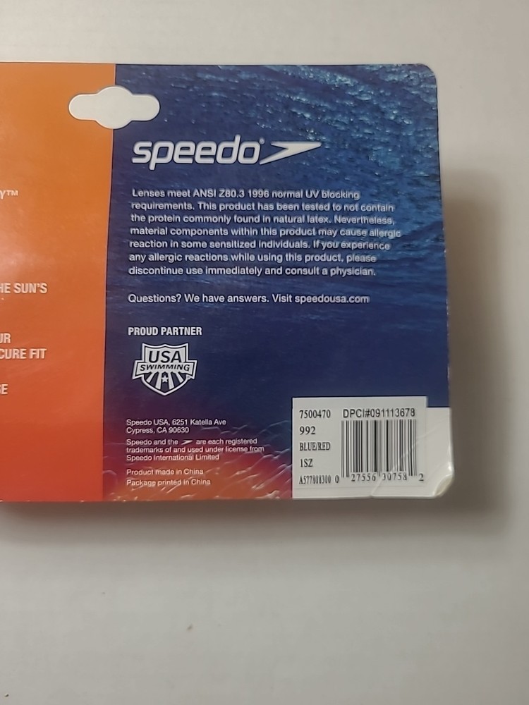 Speedo Glide Print Junior Ages 6/14 Blue Red