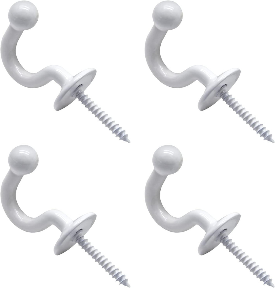 4 Pcs Curtain Tiebacks Hook White Drapes Holdback Wall Mounted Drapery Tiebacks