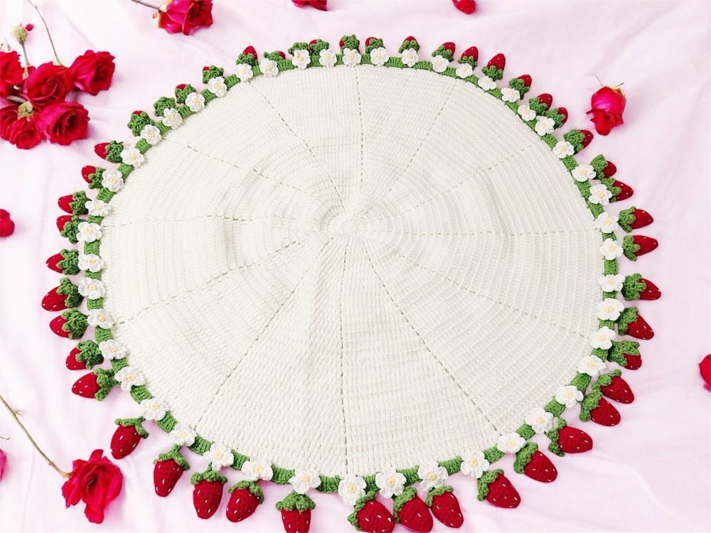 Handmade Crochet Strawberry Bouquet Blanket