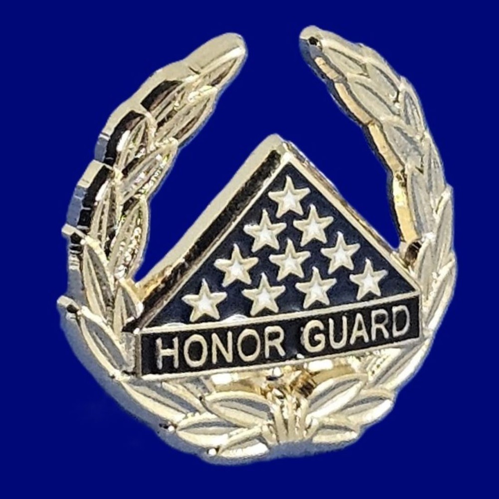 HONOR GUARD PIN: 7/8" Size, Imitation Gold Plated, Slight curve, #131