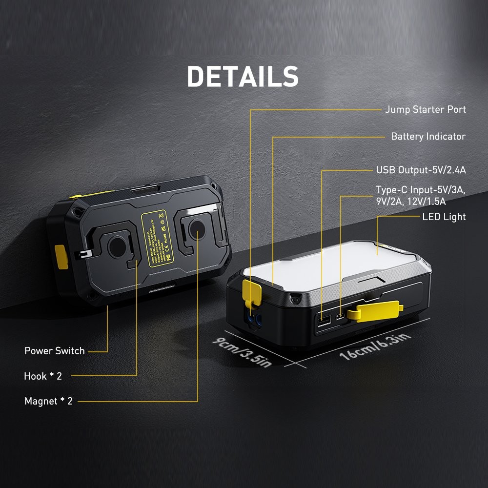 10400mAh 12V Multi-function Emergency Start Power Supply Car Backup Starter QDSP