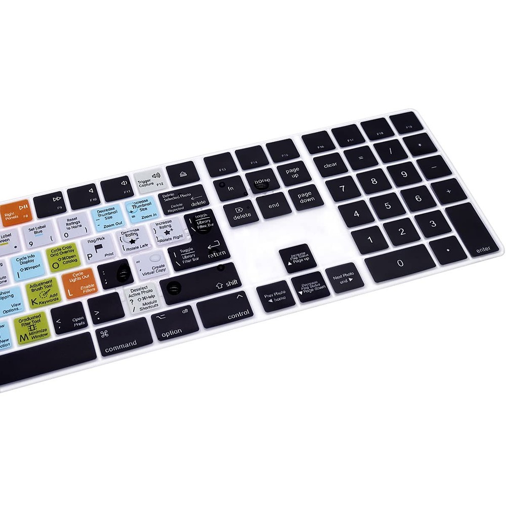 Shortcuts Ultra Thin Silicone Full Size Wireless Numeric Keyboard Lightroom