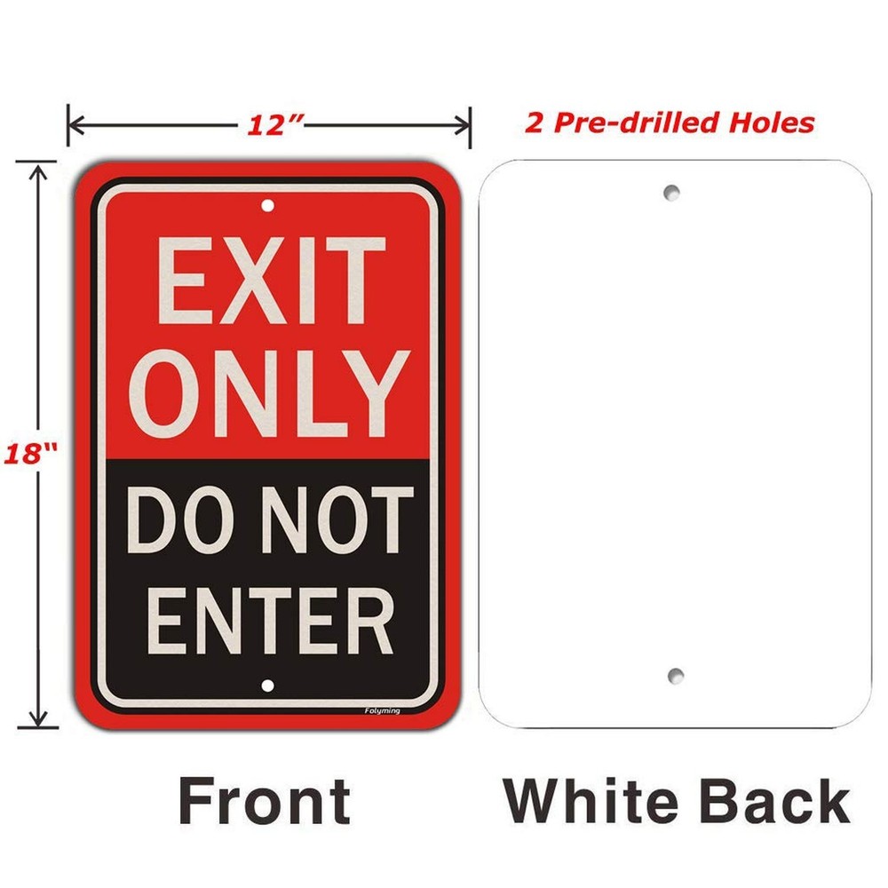 2 Pack Exit Only Do Not Enter Signs 18 x 12 Inches Large Exit Only don't Ente...