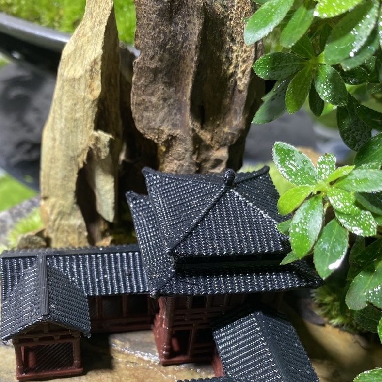 Chinese Ancient Architectural Model Aquarium Building Micro Landscape Bonsai