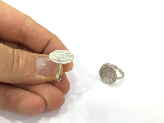 Round Ring Blank Setting Base Bezel Cabochon Antique Silver Plated Brass G5022