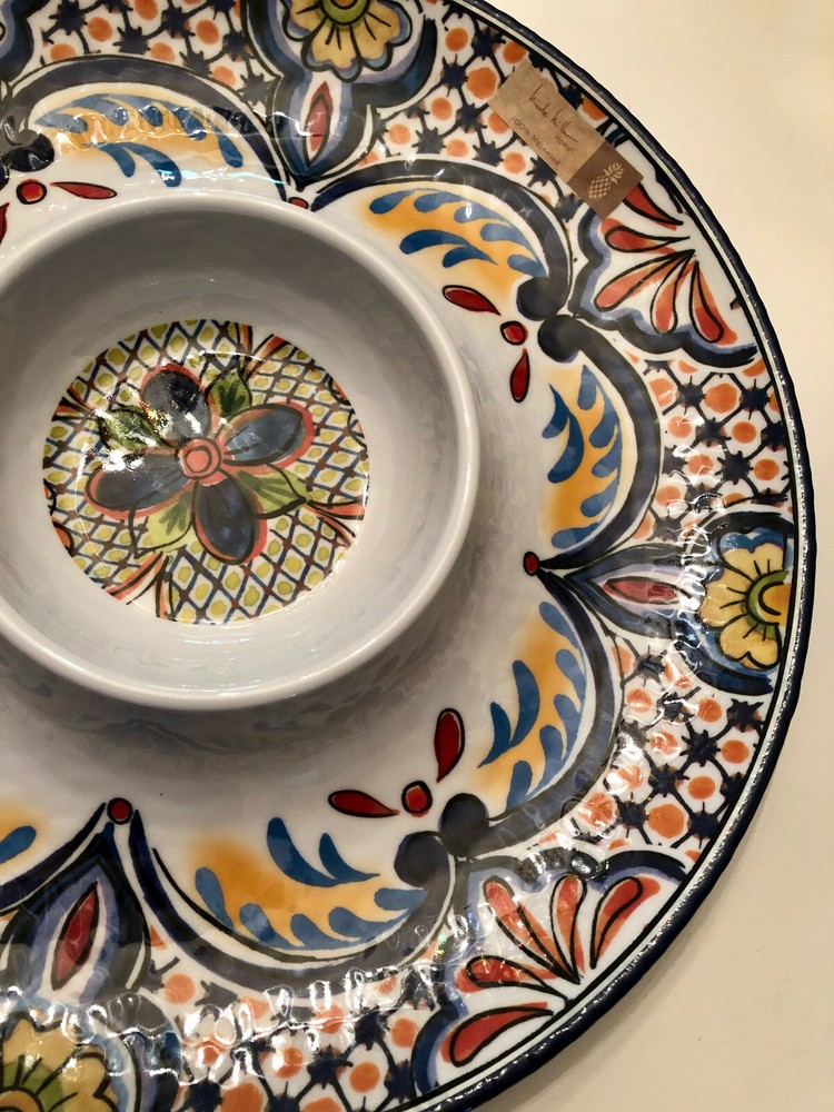 SPANISH TILE MELAMINE CHIP & DIP TRAY. BEAUTIFUL!