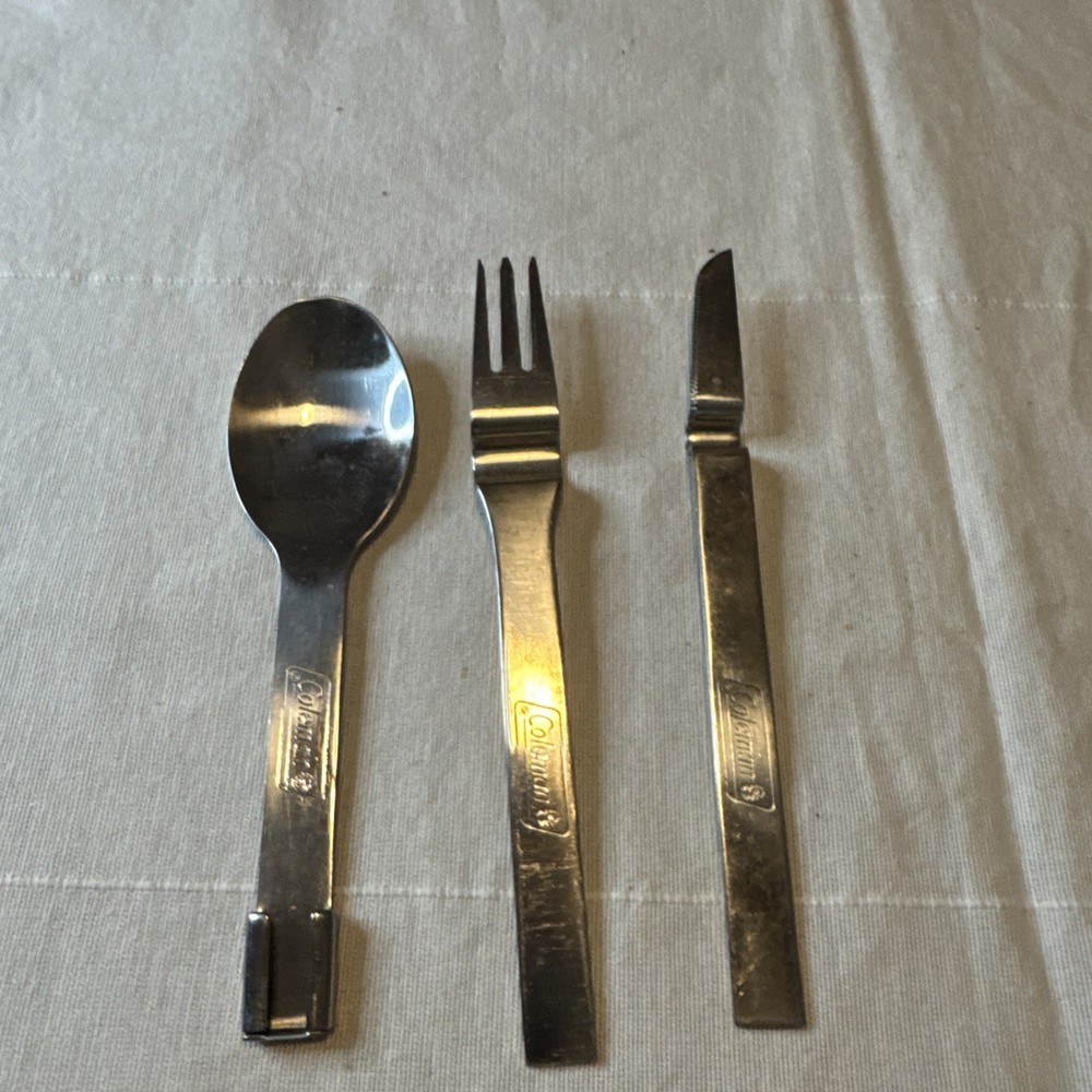 Coleman 3 Piece Fork Spoon Knife Camping Compact Nesting Utensil Set -