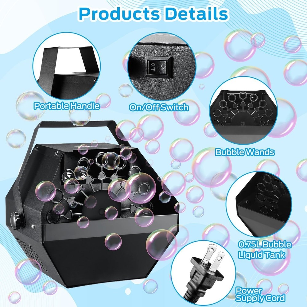Bubble Machine: 750ML Metal Automatic Bubble Maker, Portable Professional Bub...