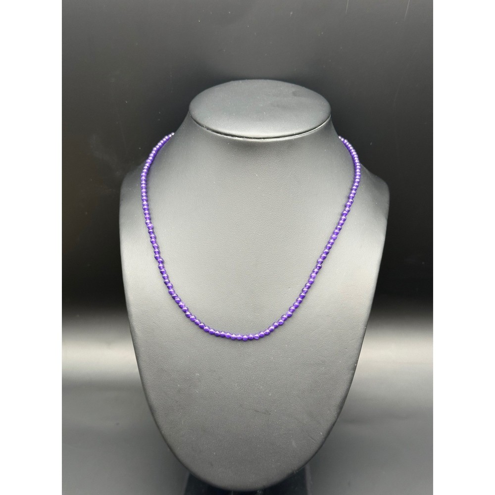 Amethyst Beaded Necklace Sterling Silver .925