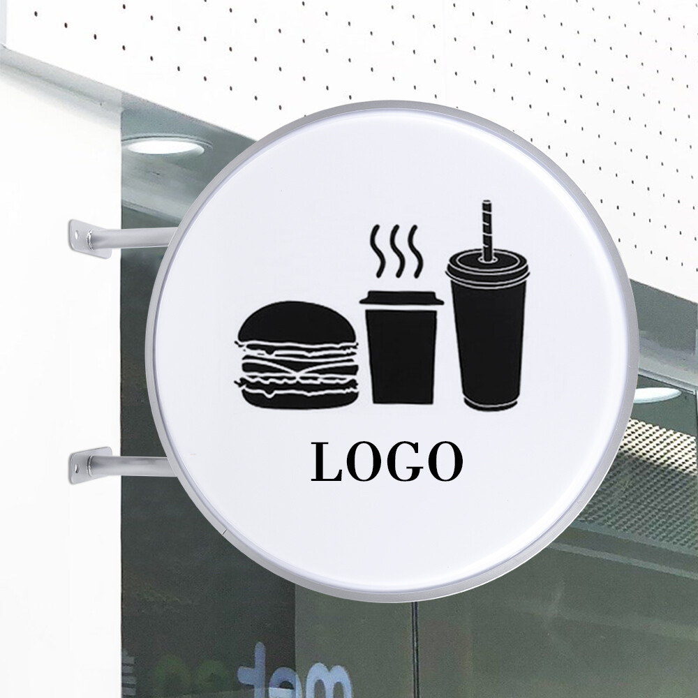 24" Double Sided Round LED Light Box Billboard Illuminated Lightbox Waterproof