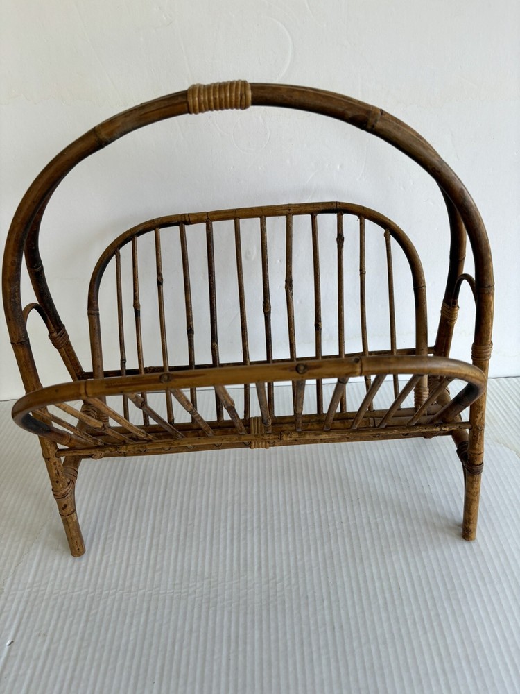 Vintage Boho Chic MCM Bamboo Magazine Holder/Rack Foldable