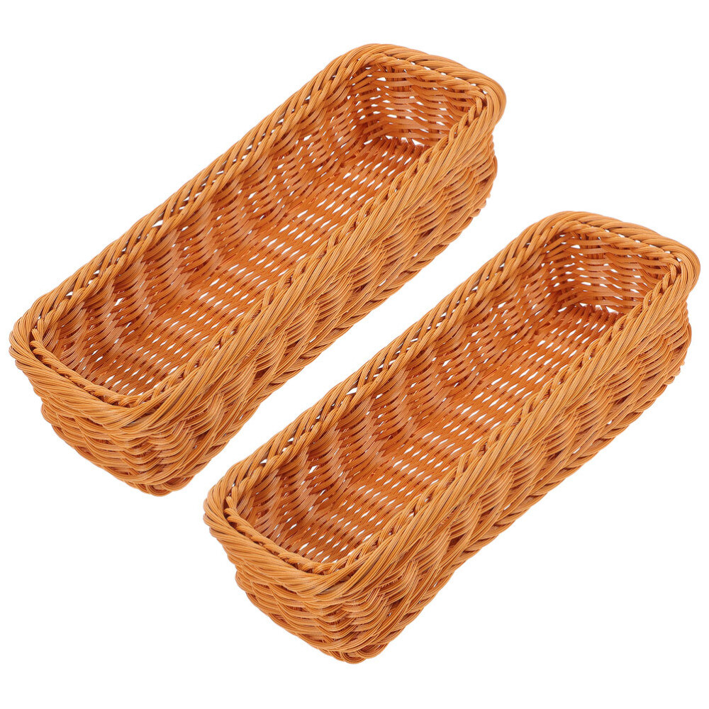 2Pcs Wicker Basket Small Narrow Woven Storage Baskets Kitchen Box