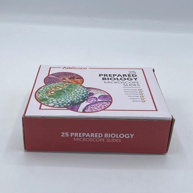 AmScope PS25 Prepared Microscope Slide Set for Basic Biological Science