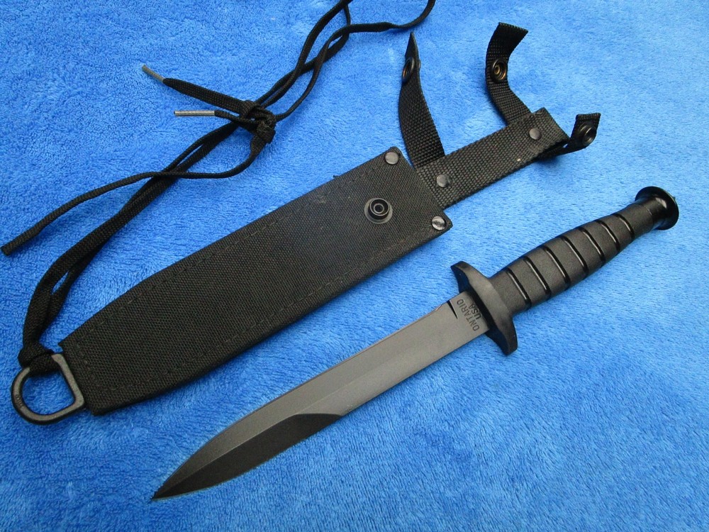 ORIGINAL VINTAGE ONTARIO USA SPEC PLUS SP3-93 DAGGER COMMANDO KNIFE AND SHEATH