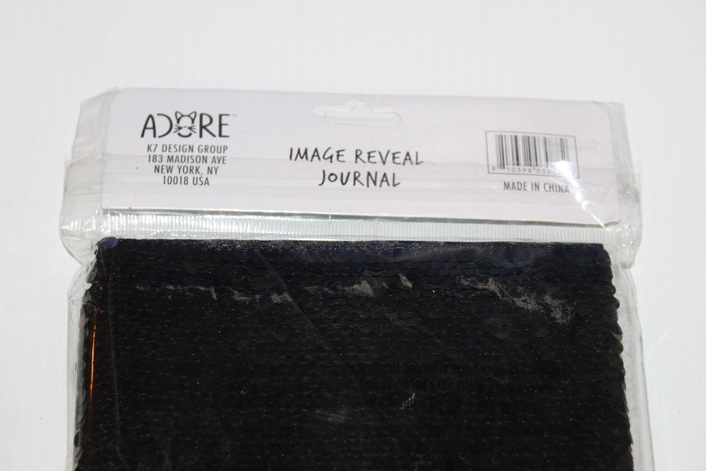 ADORE Image Reveal Sequin Journal Black & Silver Flip Diary Notebook New