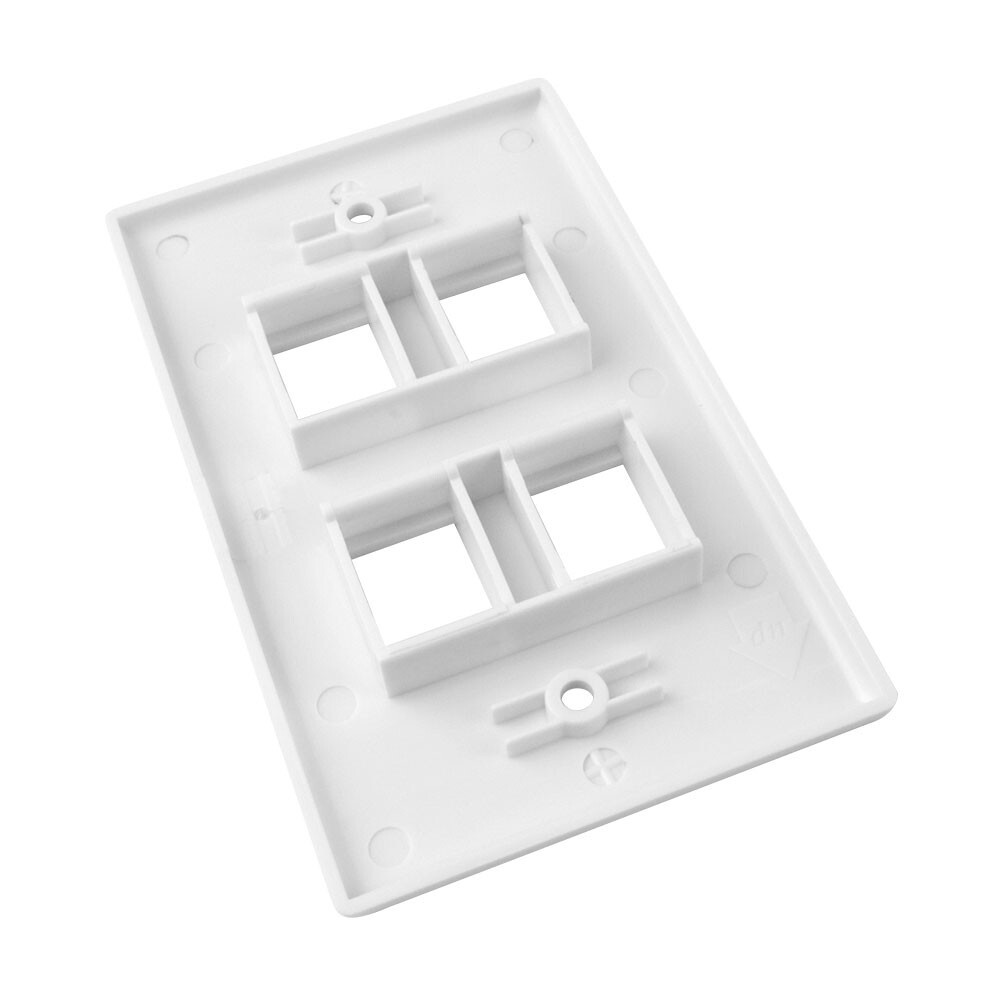 Construct Pro Single-Gang 4-Port Keystone Wall Plate (White)