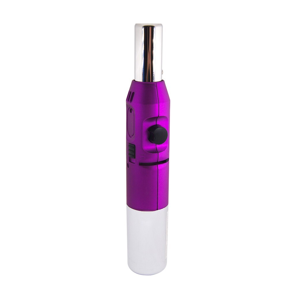 Pen Jet Butane Torch Lighter Safety Lock & Adjustable Flame Refillable Purple