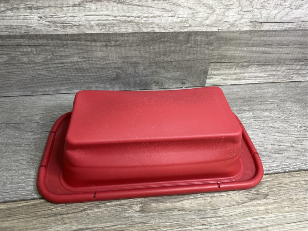 Technique Red Silicone Collapsible Loaf Pan Rectangular Bread Meatloaf Baker