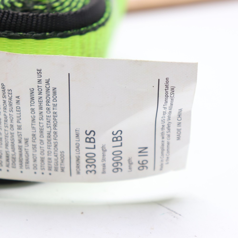 Car Tie Down Strap Only Green 3300LBS 96"