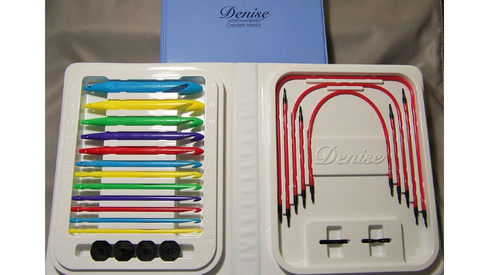 Denise Interchangeable Crochet Hook Set -  Bright Tunisian Kit 12 Hooks 7 Cords