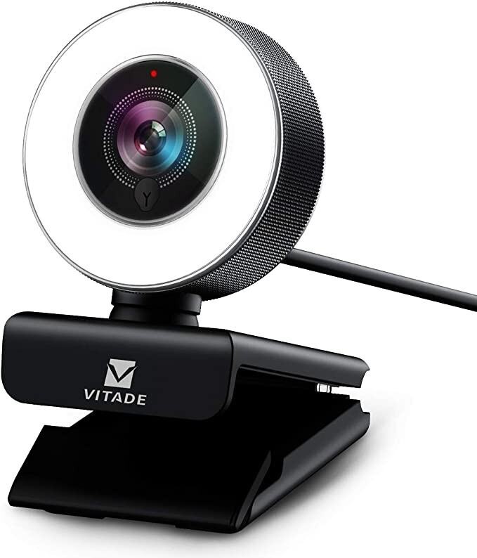 PC Webcam for Streaming HD 1080P with Ring Light & Microphone
