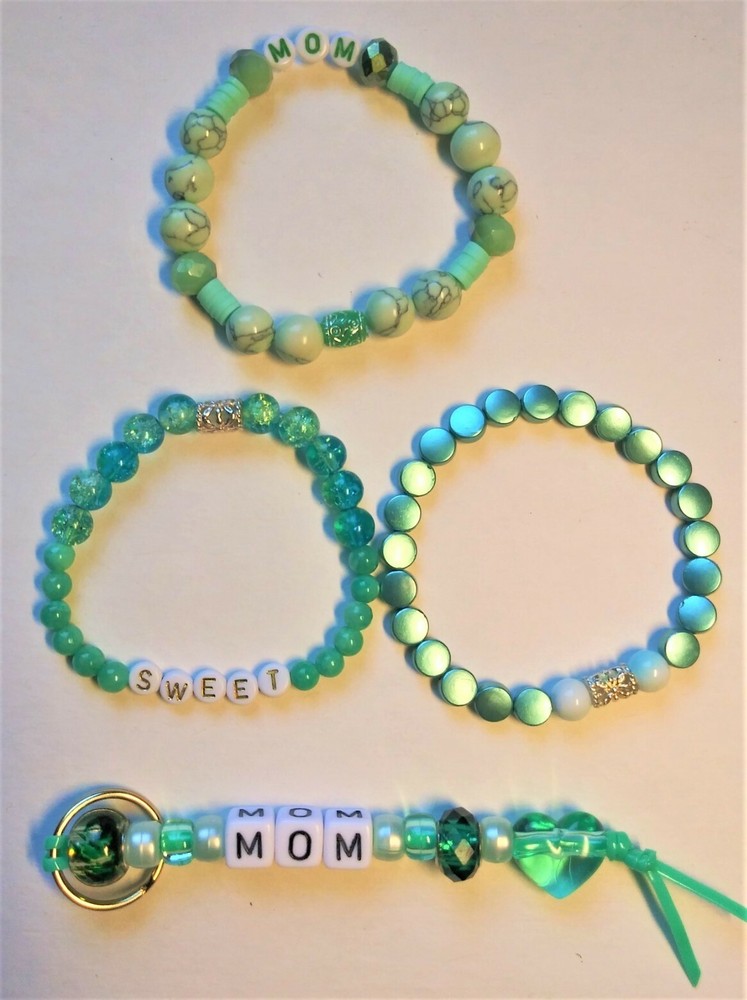 Sweet Mom Stretchy Bracelet Stack and Key Ring
