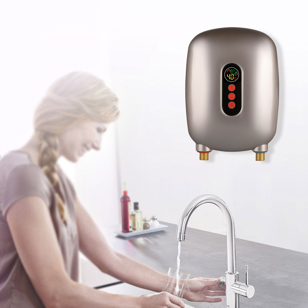 220V Electric Tankless Home Hot Water Heater Whole House Instant Heating 6500W