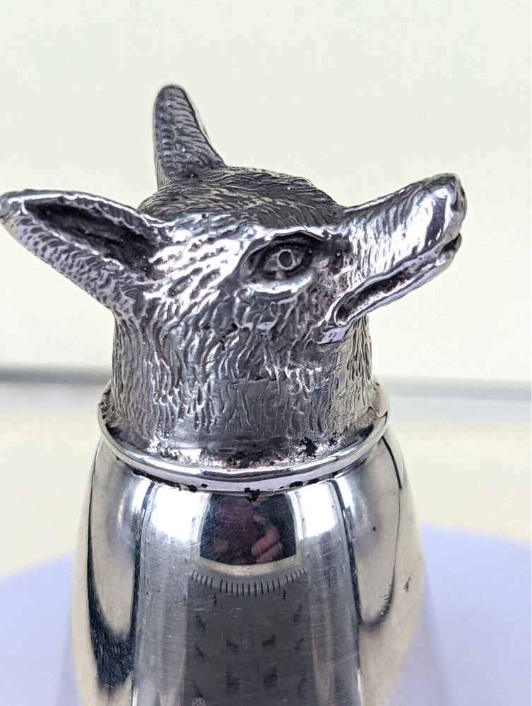 1993 Solid silver fox head stirrup cup by francis Howard