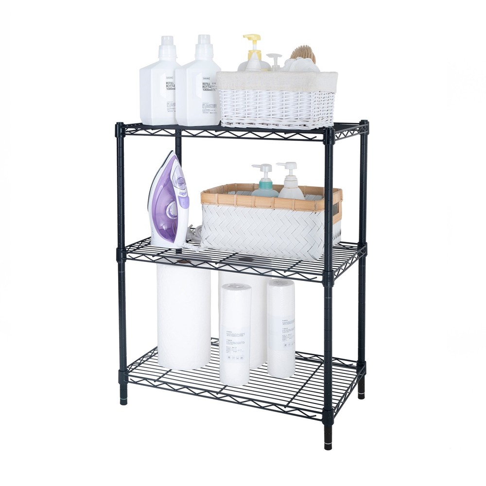 Hyper Tough 3-Tier Multipurpose Wire Shelving Rack, Black Color,750lbs Load