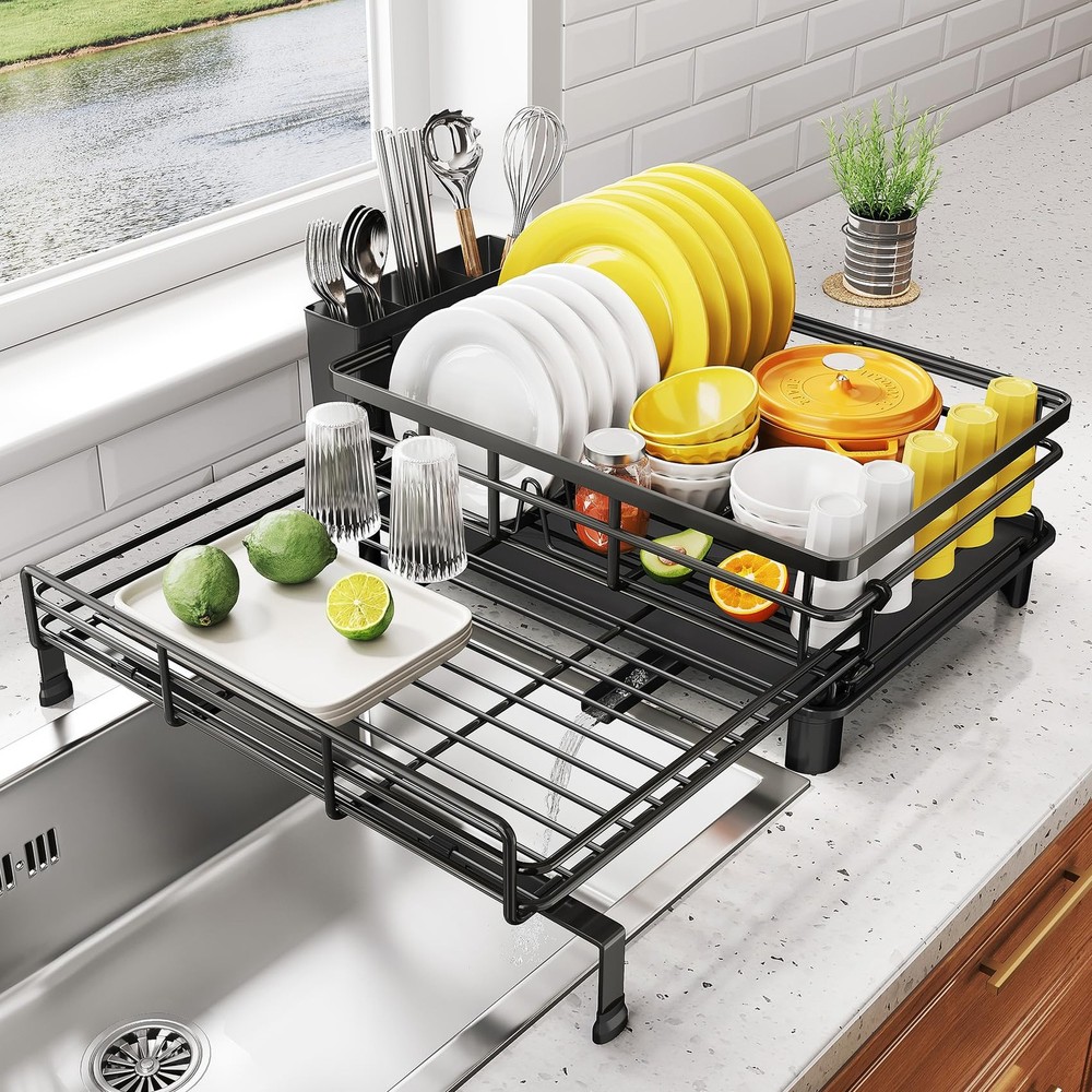 Dish Drying Rack Extendable Dish Rack Large Sink Drying Dish Drainer For Kitchen