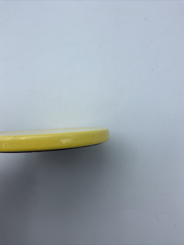 1990's Lemon 4" dia Round Gloss Ceramic Cork Backed Coasters Replacement