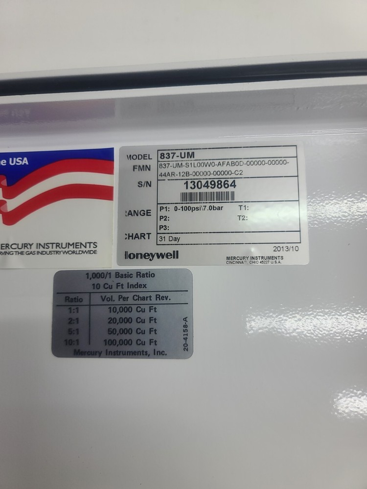 HONEYWELL CHART RECORDER MODEL:837-UM. / 2