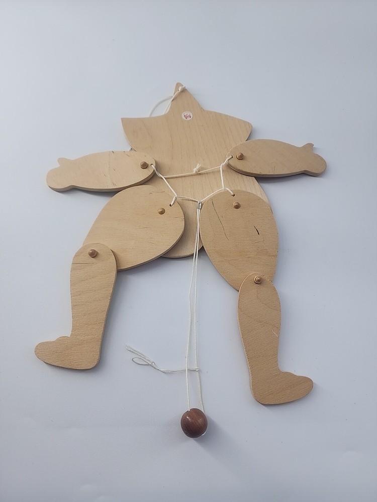 Sevi Clown Puppet Pull String Wooden Wall Hanger Italy