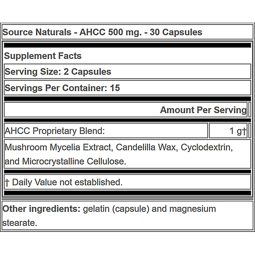 Source Naturals AHCC 500mg, 30 Capsules