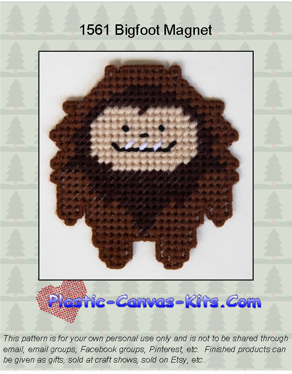 Bigfoot-Sasquatch Magnet-Plastic Canvas Pattern or Kit