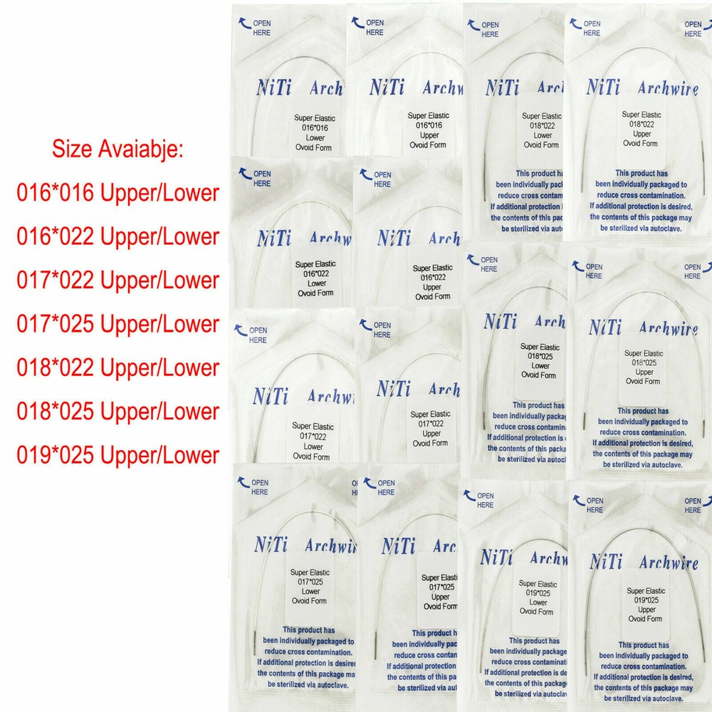 Dental Rectangular Niti Arch Wire Ovoid Super Elastic White/Teeth Color Coded