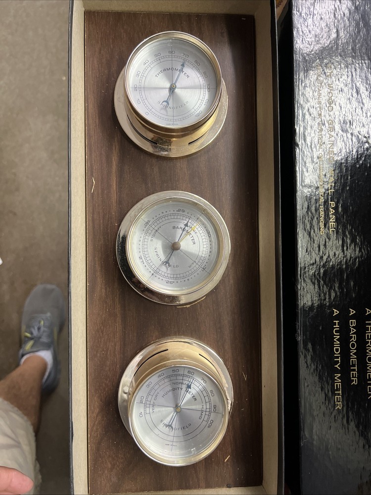 Springfield’s Weather Station On A Wood Grained Wall Panel W/ Original Box