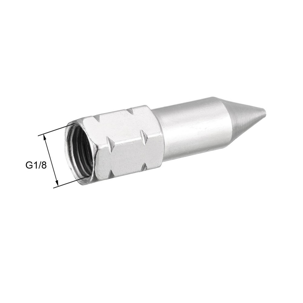 G1/8 Grease Fitting Standard Grease Sharp Type Nozzle Silver Tone 4 Pcs