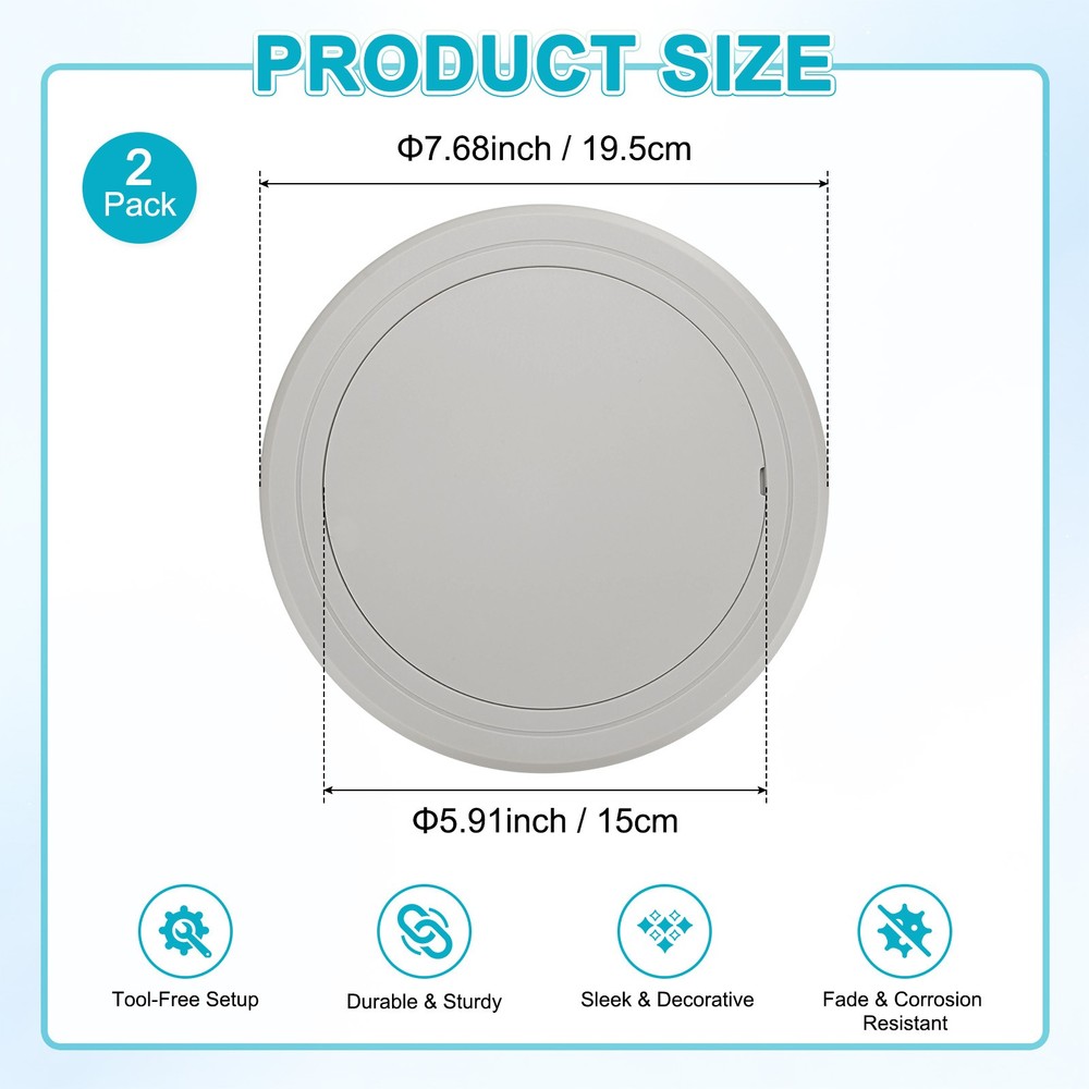 2-Pack Access Panel for Drywall, 6x6 Inch Round Plastic Removable [Gray]