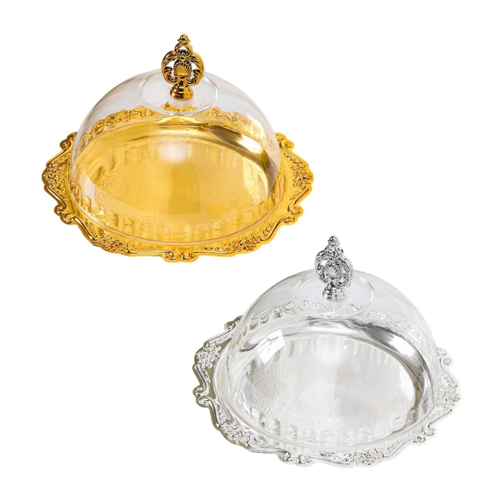 Cake Stand with Dust Cover Fruit Plate Platter Decorative Display Server Round