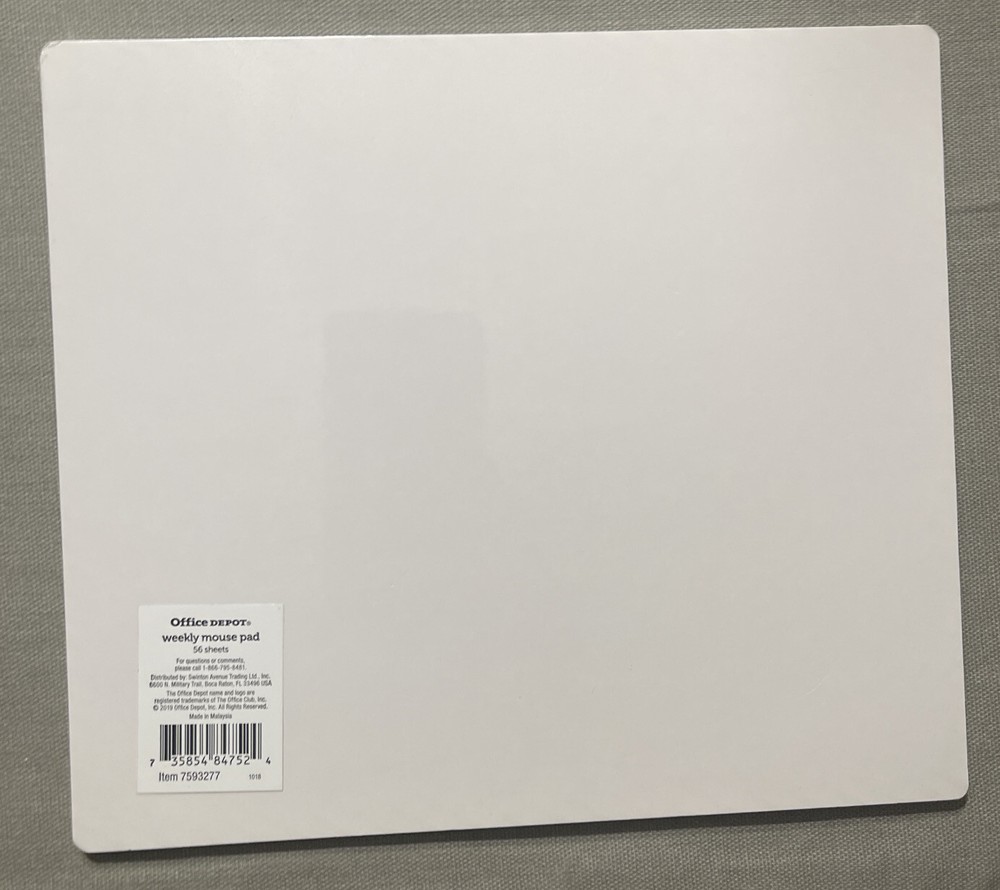 Office Depot Weekly Mouse Pad, 56 Sheets, Mouse Pad & Weekly Planner
