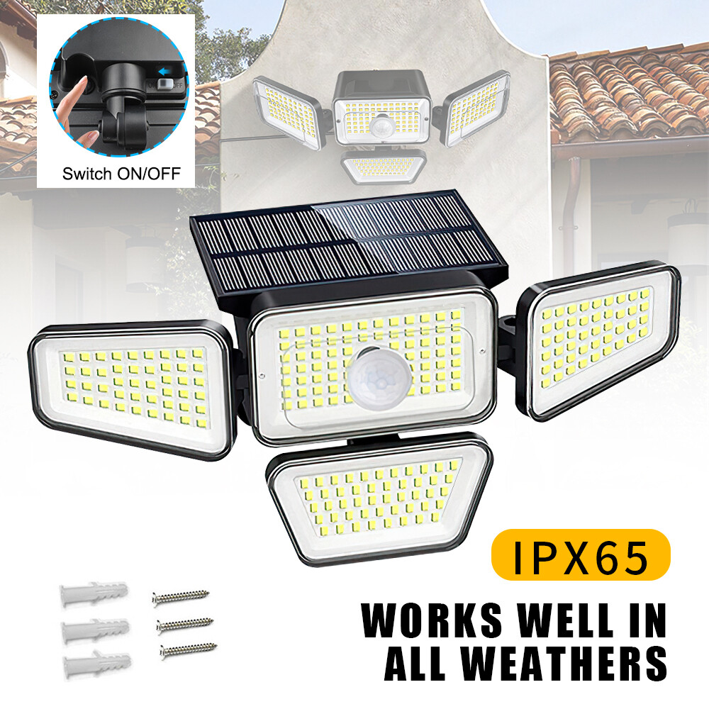 4-Pack Solar Lights 990000 LM Motion Sensor Security Waterproof Adjustable 4head