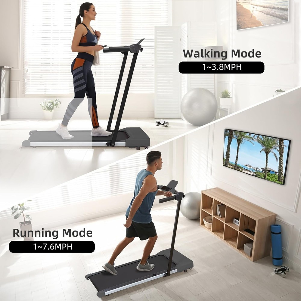 Compact Foldable Electric Treadmill Small Spaces Lightweight Folding with Handle